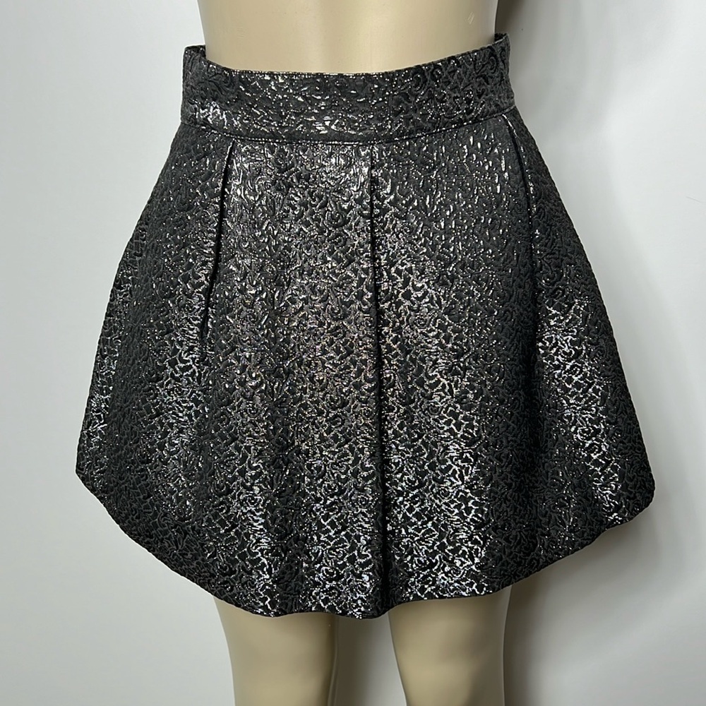 Frenchi silver metallic A-line mini skirt size 3